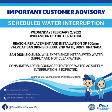 Scheduled Water Interruption .